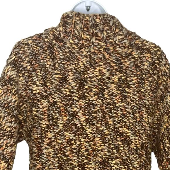 Tabitha Anthropologie Size M Season Stroll Cardigan Chunky Marled Knit Brown - Picture 8 of 11